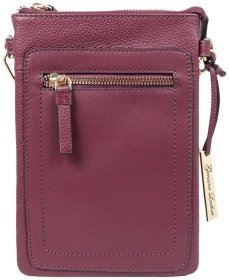Женская мини-сумка для смартфона из натуральной кожи на молнии Ashwood AZ71 бордового цвета 94249