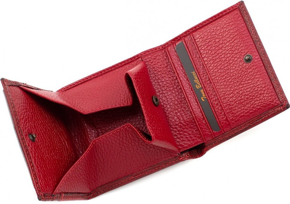 Красивый кошелек красного цвета из натуральной кожи под рептилию Tony Bellucci (10785)