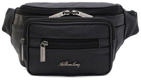 Мужская сумка на пояс из натуральной кожи черного цвета Borsa Leather 104549