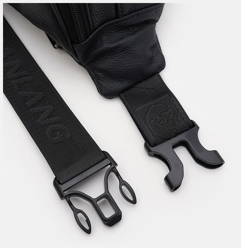 Мужская сумка на пояс из натуральной кожи черного цвета Borsa Leather 104549 modnotak фото №4