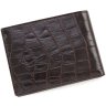 Глянсове портмоне з натуральної шкіри темно-коричневого кольору з тисненням KARYA (0967-57) - 3