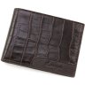Глянсове портмоне з натуральної шкіри темно-коричневого кольору з тисненням KARYA (0967-57) - 1