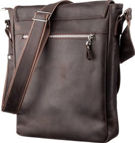 Мужская кожаная сумка на плечо коричневого цвета в сдержанном стиле SHVIGEL (11129)