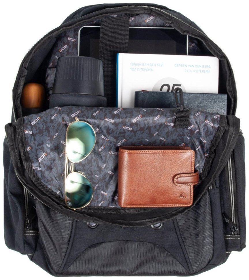 Городской рюкзак для мужчин из прочного текстиля JCB BP17 черно-серого цвета 94549 modnotak фото №10