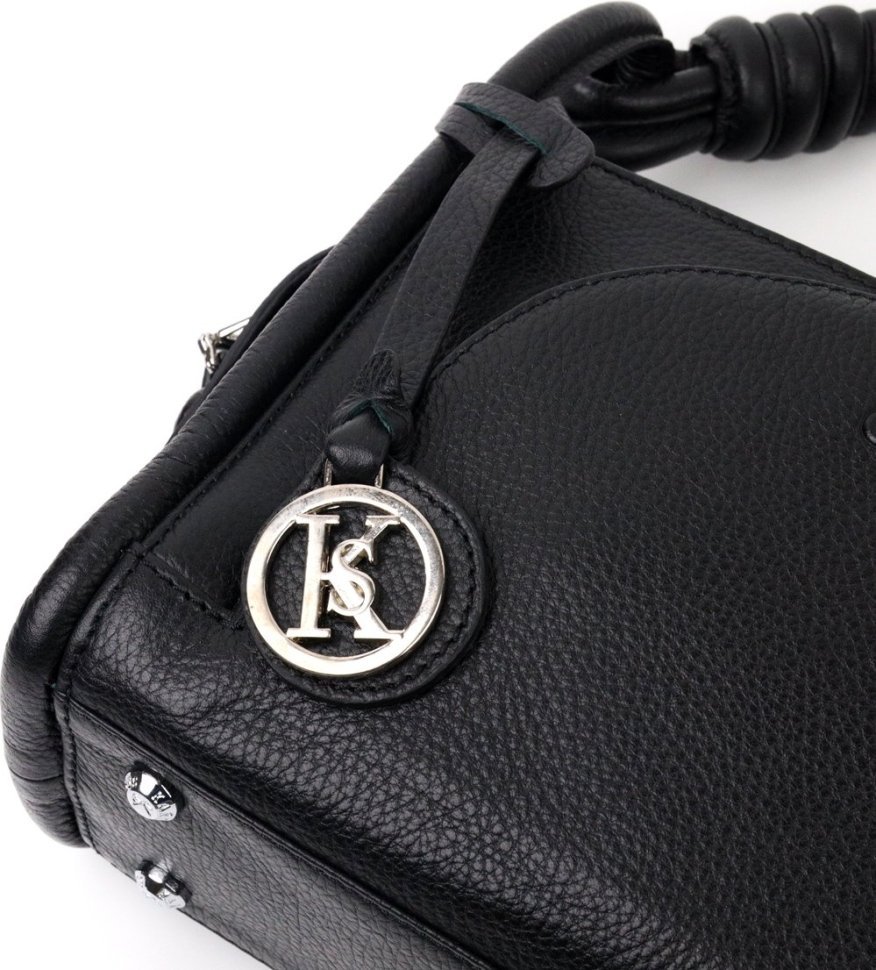 Невелика прямокутна шкіряна сумка жіноча чорного кольору KARYA (2420935)