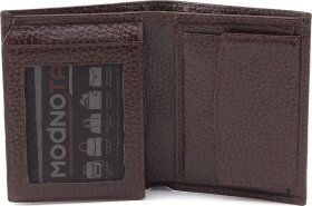 Темно-коричневе чоловіче портмоне з натуральної шкіри флотар без застібки KARYA (18331)