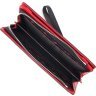 Женский вместительный кошелек-клатч из натуральной кожи черно-красного цвета KARYA (2421135) - 5