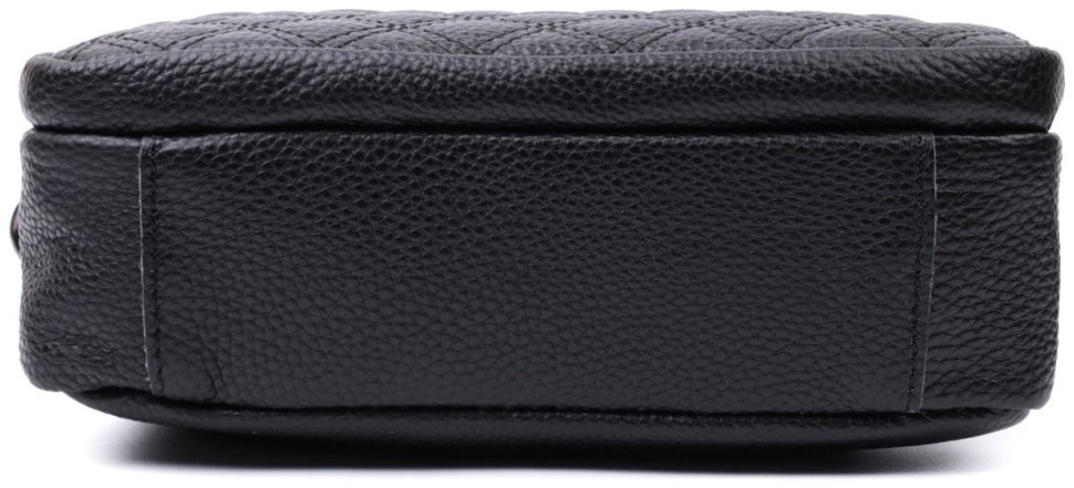 Компактная женская сумка кросс-боди из натуральной кожи с ромбовидным тиснением Vintage 94849 черного цвета modnotak фото №6