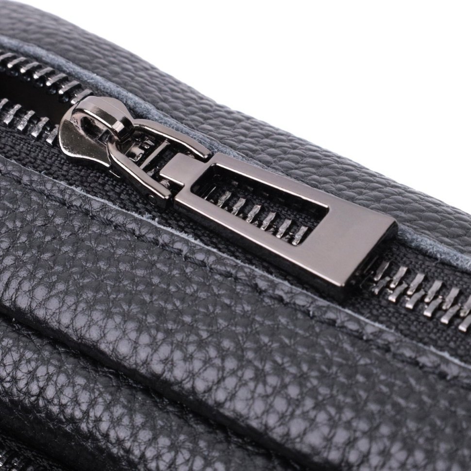 Компактная женская сумка кросс-боди из натуральной кожи с ромбовидным тиснением Vintage 94849 черного цвета modnotak фото №7