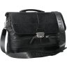 Черный деловой мужской портфель из кожи флотар с клапаном на замке Vip Collection (21116) - 1