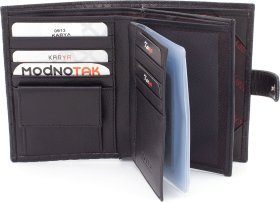 Стеганое мужское портмоне из натуральной кожи с блоком под документы KARYA (55949)