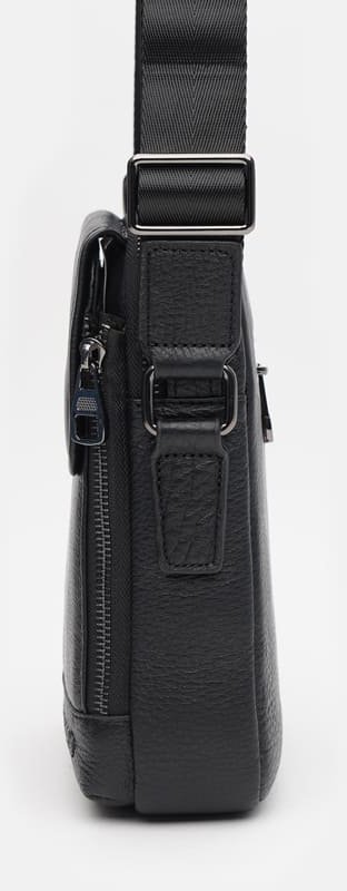 Чоловіча повсякденна сумка-барсетка з натуральної шкіри в чорному кольорі Ricco Grande (19281)