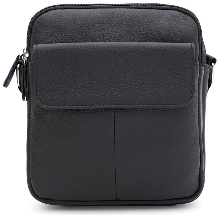 Мужская сумка из натуральной фактурной кожи через плечо Keizer черного цвета 96049 modnotak фото №1