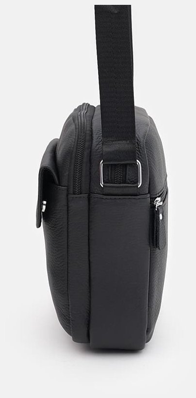 Мужская сумка из натуральной фактурной кожи через плечо Keizer черного цвета 96049 modnotak фото №4