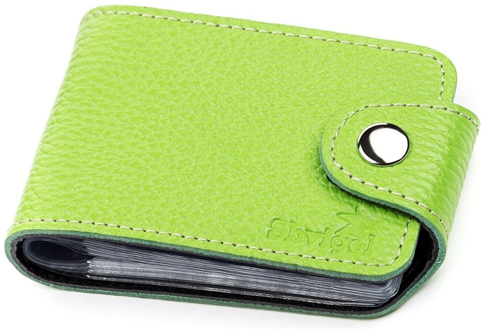 Маленька салатова візитниця горизонтального типу з натуральної шкіри Shvigel (2413916) modnotak фото №12
