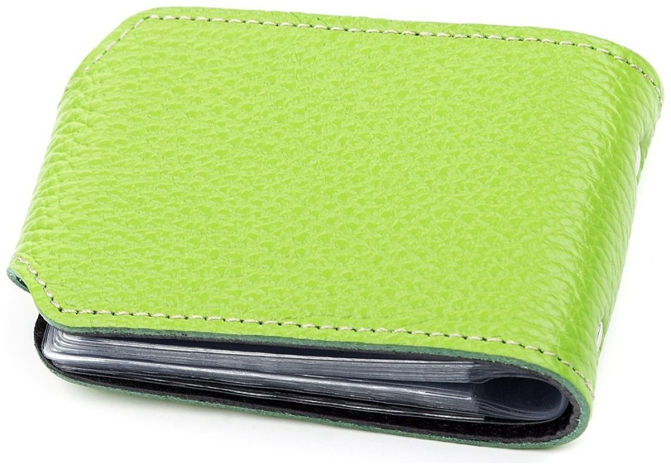 Маленька салатова візитниця горизонтального типу з натуральної шкіри Shvigel (2413916) modnotak фото №13