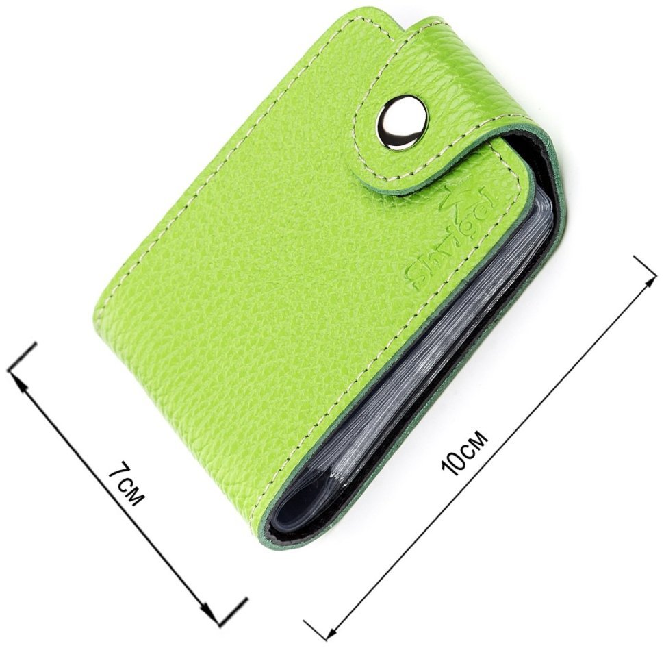 Маленька салатова візитниця горизонтального типу з натуральної шкіри Shvigel (2413916) modnotak фото №14