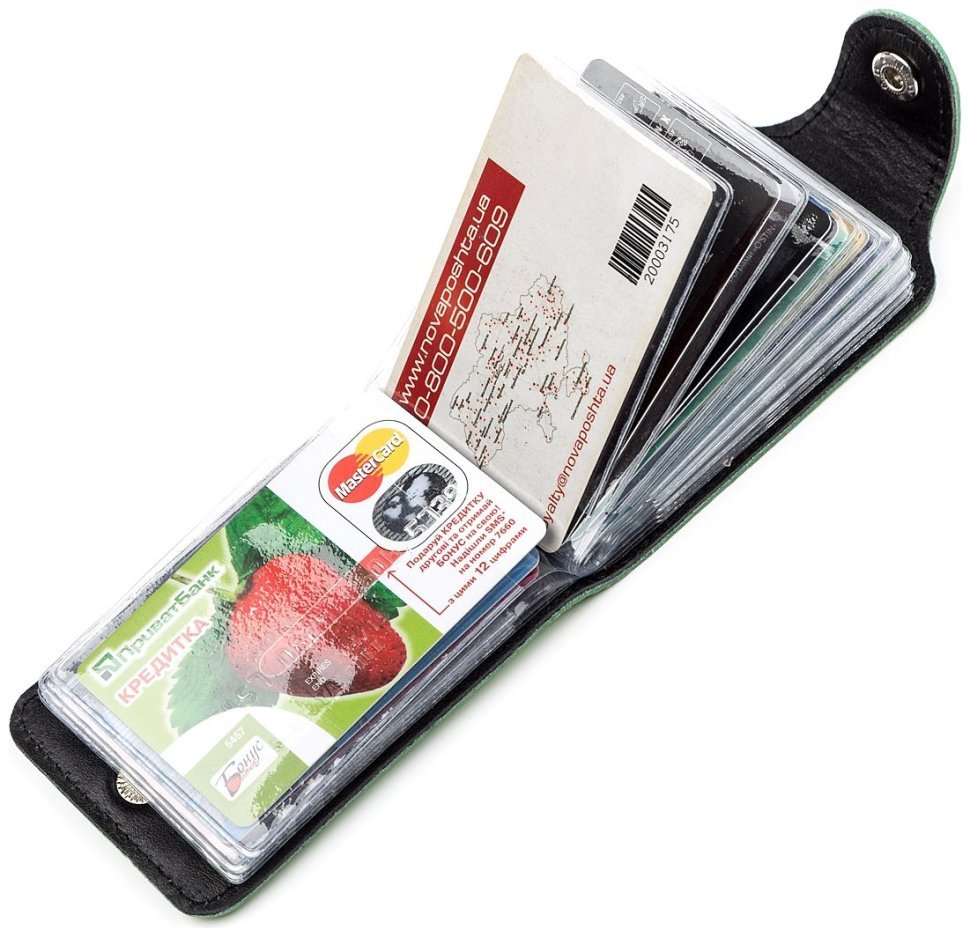 Маленька салатова візитниця горизонтального типу з натуральної шкіри Shvigel (2413916) modnotak фото №16