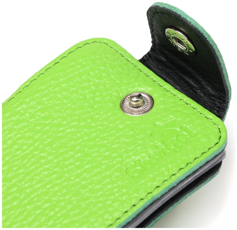 Маленька салатова візитниця горизонтального типу з натуральної шкіри Shvigel (2413916) modnotak фото №19
