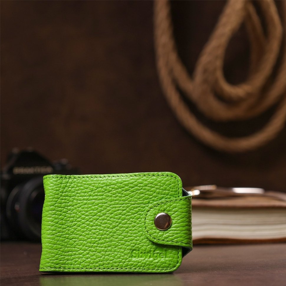 Маленька салатова візитниця горизонтального типу з натуральної шкіри Shvigel (2413916) modnotak фото №20