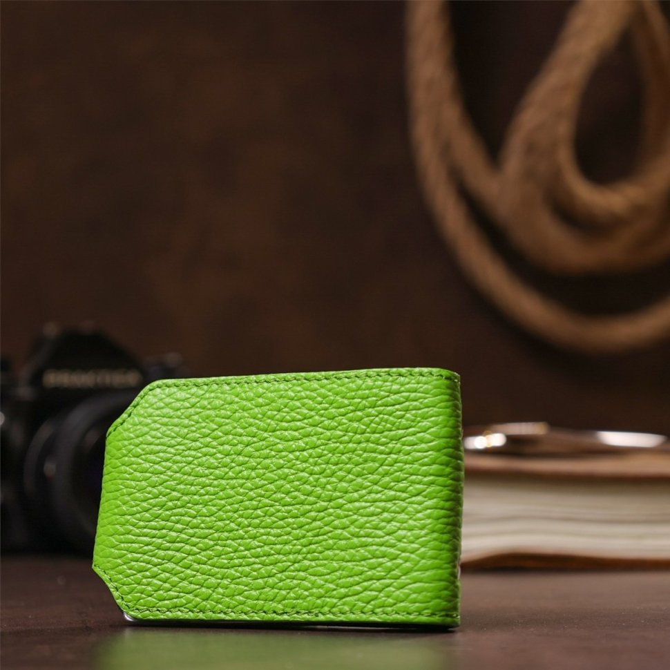 Маленька салатова візитниця горизонтального типу з натуральної шкіри Shvigel (2413916) modnotak фото №21