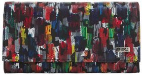 Вместительный женский кошелек из натуральной кожи на кнопке Desisan 106649 разноцветный