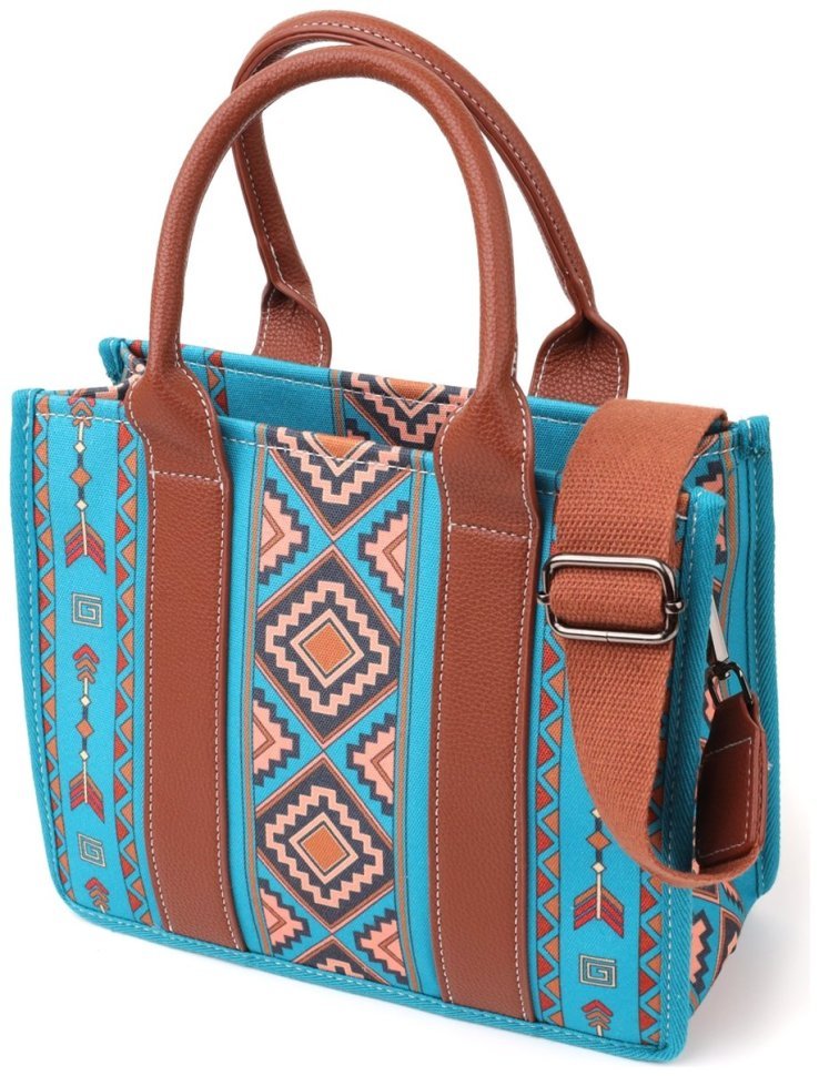 Каркасная женская сумка из качественного текстиля через плечо Vintage разноцветная 96949 modnotak фото №1