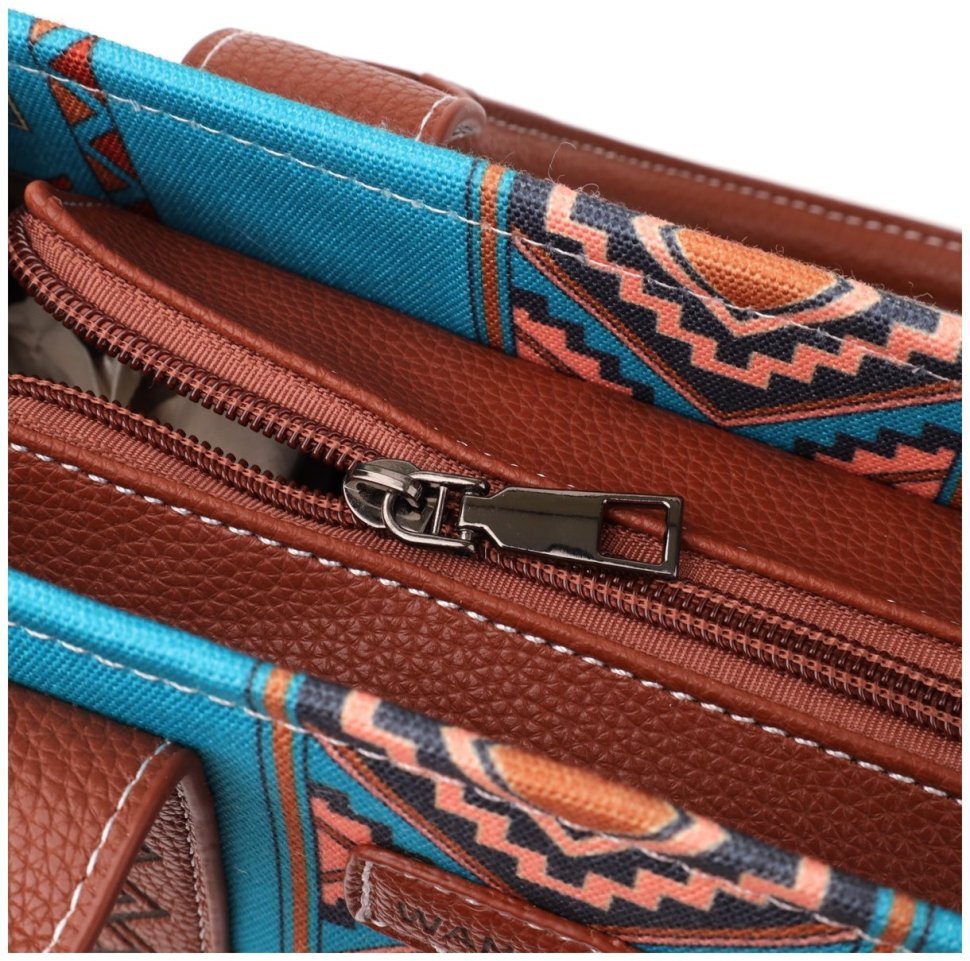 Каркасная женская сумка из качественного текстиля через плечо Vintage разноцветная 96949 modnotak фото №4