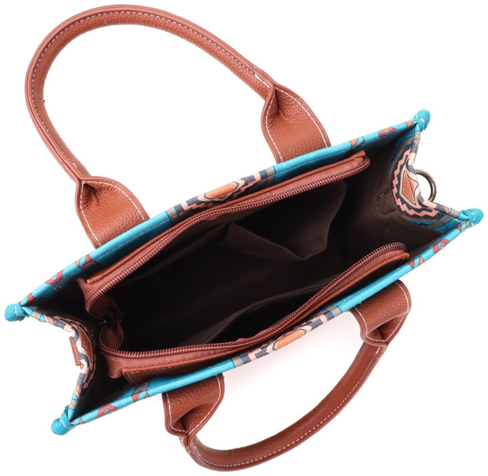 Каркасная женская сумка из качественного текстиля через плечо Vintage разноцветная 96949 modnotak фото №5