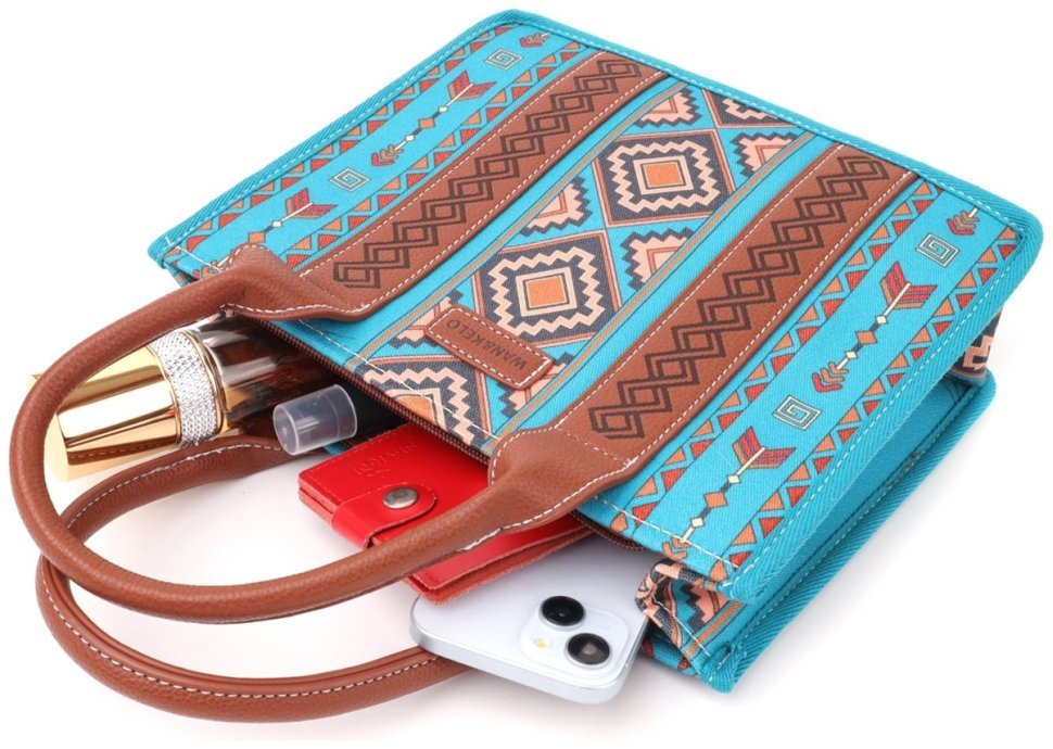 Каркасная женская сумка из качественного текстиля через плечо Vintage разноцветная 96949 modnotak фото №6