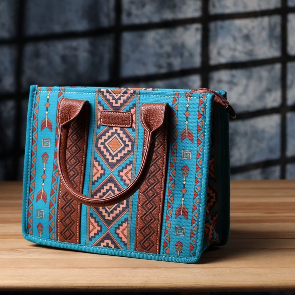 Каркасная женская сумка из качественного текстиля через плечо Vintage разноцветная 96949 modnotak фото №7