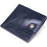 Синее компактное мужское портмоне из гладкой кожи с хлястиком на кнопке Shvigel (2416444) - 1