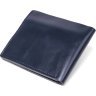 Синее компактное мужское портмоне из гладкой кожи с хлястиком на кнопке Shvigel (2416444) - 2