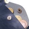 Синее компактное мужское портмоне из гладкой кожи с хлястиком на кнопке Shvigel (2416444) - 6