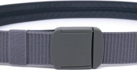 Недорогой текстильный мужской ремень серого цвета с пряжкой-автомат Vintage (2420592)