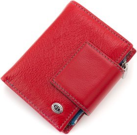 Шкіряний жіночий гаманець червоного кольору з монетницею ST Leather 1767249