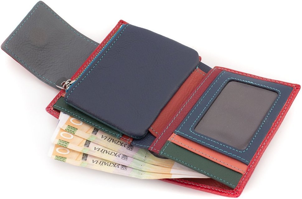 Женский кожаный кошелек красного цвета с монетницей ST Leather 1767249