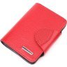 Червоно-чорний жіночий гаманець із натуральної шкіри з хлястиком на кнопці KARYA (2421351) - 1