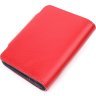 Червоно-чорний жіночий гаманець із натуральної шкіри з хлястиком на кнопці KARYA (2421351) - 2