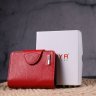 Червоно-чорний жіночий гаманець із натуральної шкіри з хлястиком на кнопці KARYA (2421351) - 8