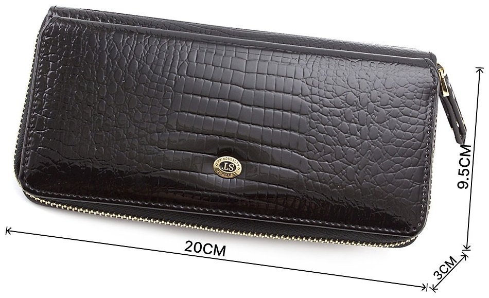 Черный лаковый кошелек под много карточек ST Leather (16327) фото №3 Черный лаковый кошелек под много карточек ST Leather (16327) modnotak фото №3