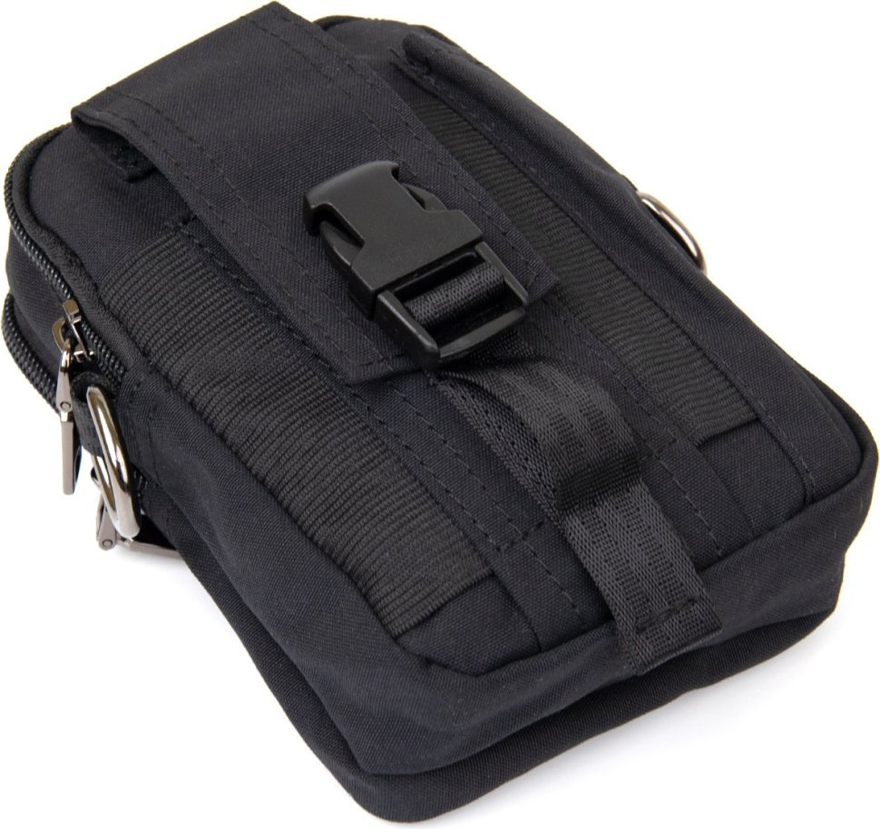 Черная мужская сумка на пояс из нейлона Vintage (20645)