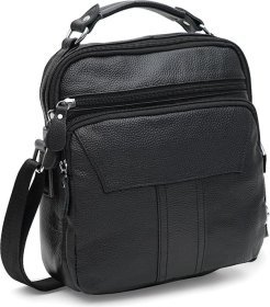 Чоловіча сумка-барсетка із дрібно-зернистої шкіри чорного кольору Keizer (22069)