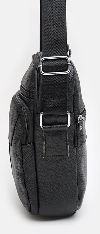 Мужская сумка-барсетка из мелко-зернистой кожи черного цвета Keizer (22069)
