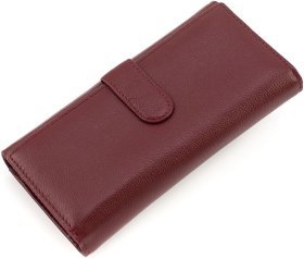 Шкіряний жіночий бордовий гаманець з блоком під карти ST Leather 1767449