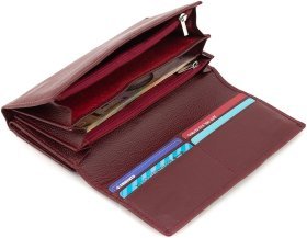 Шкіряний жіночий бордовий гаманець з блоком під карти ST Leather 1767449