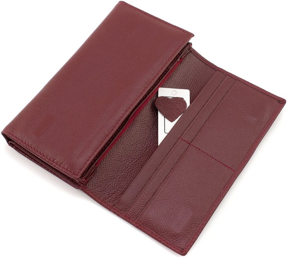 Женский кожаный бордовый кошелек с блоком под карты ST Leather 1767449