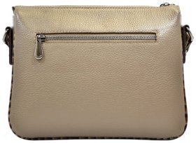 Женская сумка из фактурной кожи со вставками под рептилию Desisan 107649 бежевого цвета