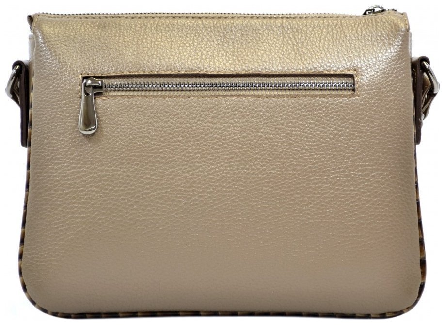 Женская сумка из фактурной кожи со вставками под рептилию Desisan 107649 бежевого цвета modnotak фото №2