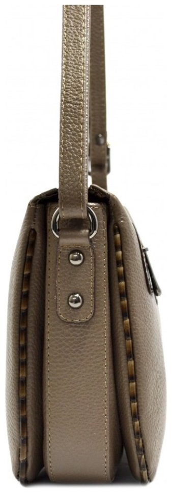 Женская сумка из фактурной кожи со вставками под рептилию Desisan 107649 бежевого цвета modnotak фото №3